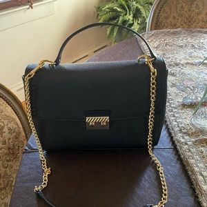 TALBOTS black leather chain-strap top handle bag